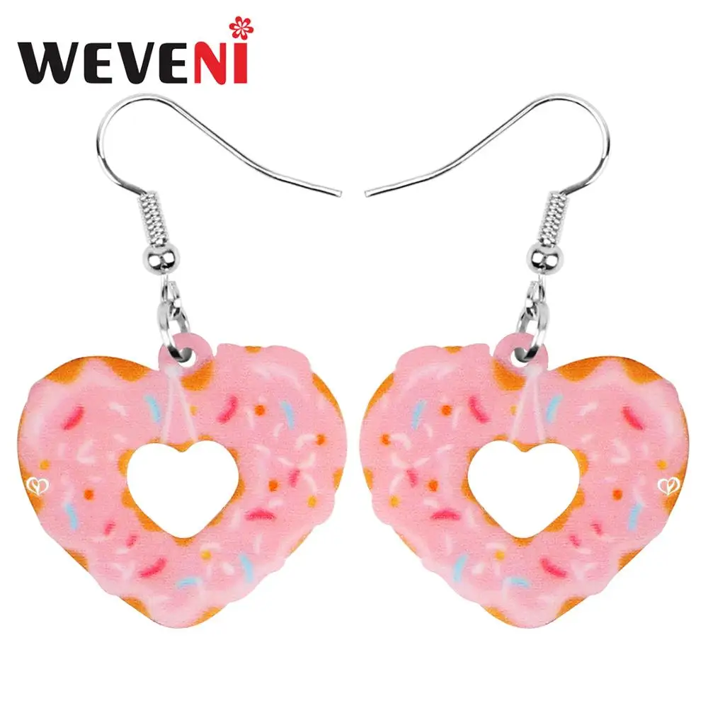 Серьги подвески в форме капли WEVENI акриловые серьги с аниме любящее сердце для