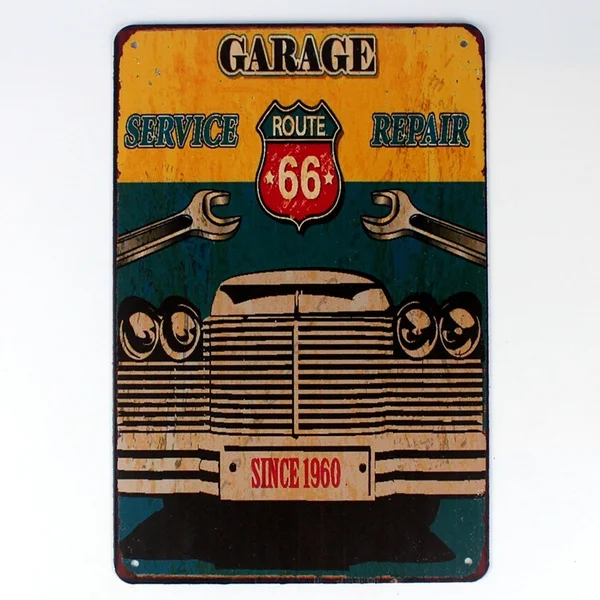 

route 66 garage metal Tin Sign 20*30 cm sticker Decor Bar Pub Home Vintage Retro Poster comic sticker
