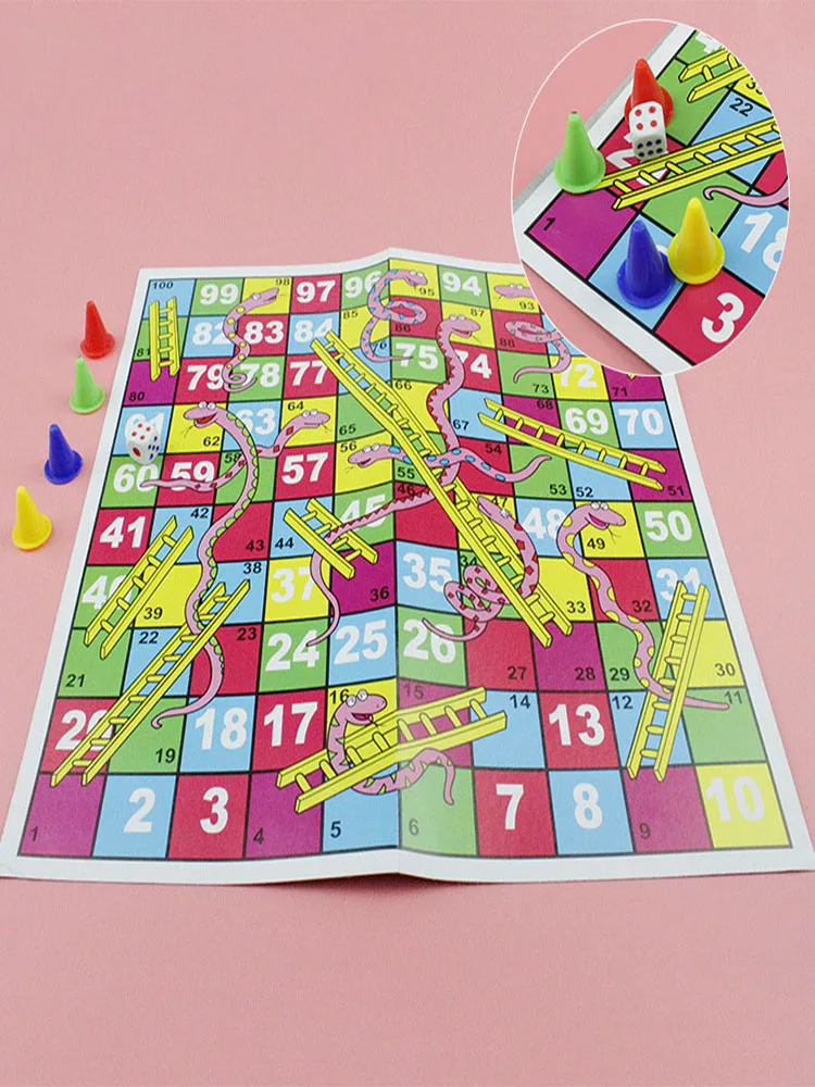 

Hot！1Set Interesting Board Game Set Snake Ladder Educational Kids Children Toys Portable Flying Chess Board Family Party Gifts