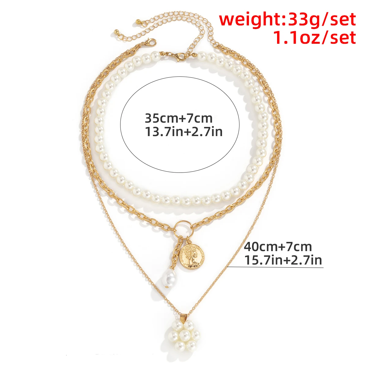 

Baroque Simulated Pearls Flowers Geometric Round Tassel Pendant Necklace For Women Short Clavicle Chain Choker Necklace Jewelry