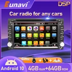 Автомагнитола Eunavi 2 Din, Android 10, мультимедийный проигрыватель с сенсорным экраном, 4 Гб + 64 ГБ, DSP, Wi-Fi, USB, GPS-навигацией, 2 Din, DVD
