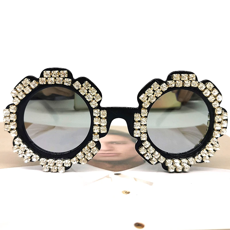 Великолепные Круглые детские солнцезащитные очки красочные с бриллиантами