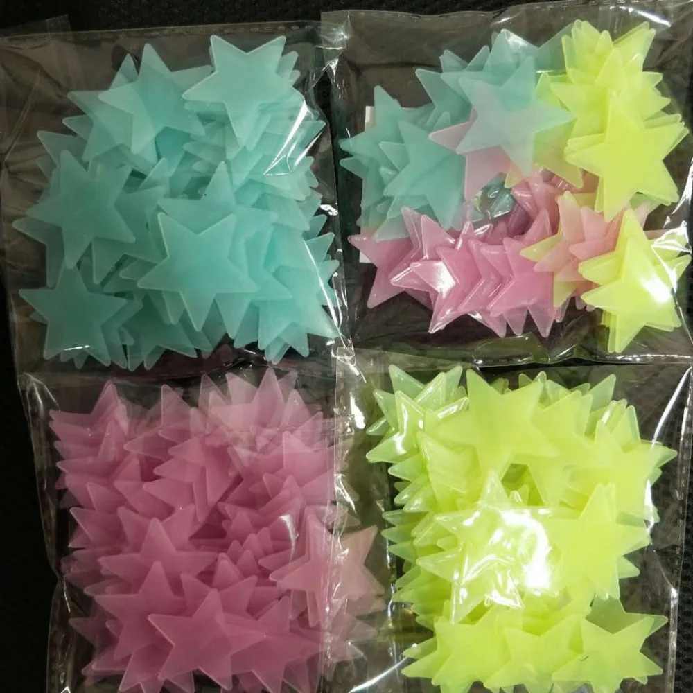 3D наклейки на стену в виде звезды и Луны флуоресцентная фотобумага для хранения