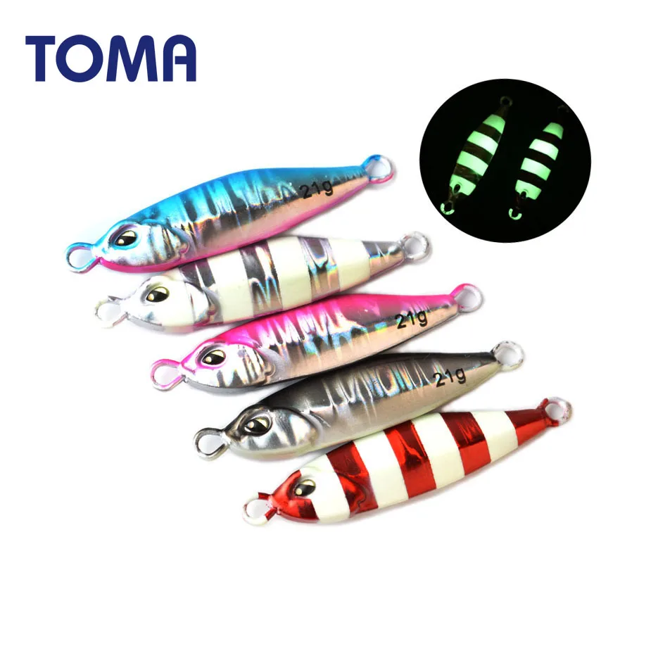 TOMA мини микро свинцовая металлическая Мормышка 5 г 10 г 14 г 21 г Shore Fishing длинная литая светящаяся приманка, ложка, приманка для морской воды