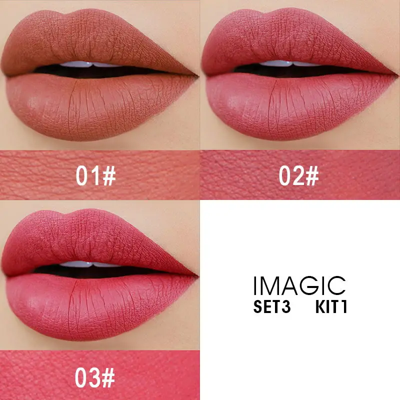 LP-205-ZH1-1 2 3 IMAGIC матовая губная помада 3 шт. длинная губная помада с эффектом длительного увлажнения водостойкая губная помада набор подарок - Цвет: LP-205-ZH1-1 2 3