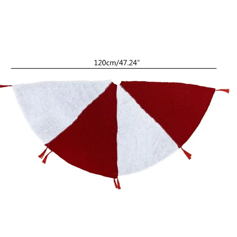 

120cm Christmas Tree Skirt Tassel Bottom Floor Mat Cover Carpet Xmas Decoration