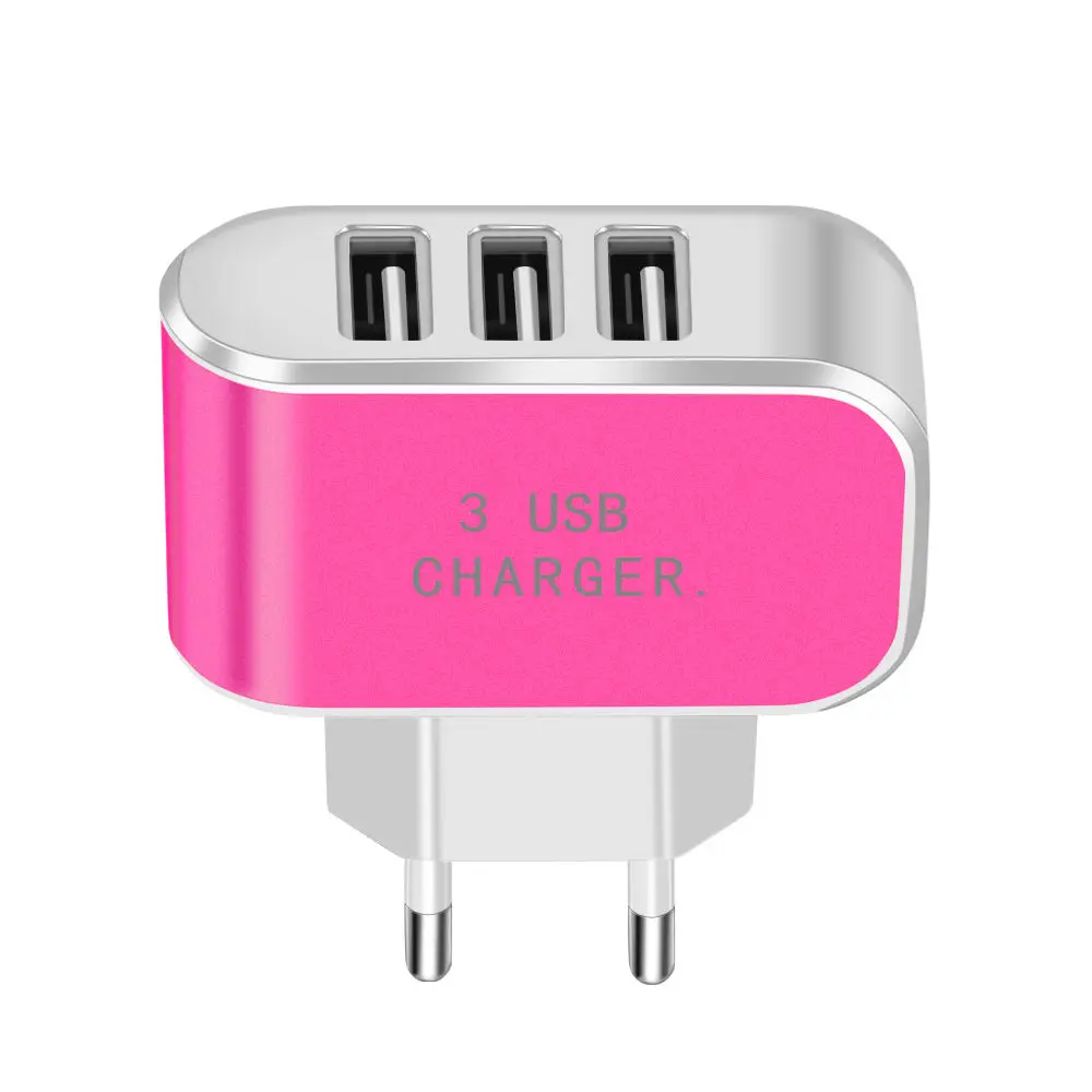 pink 3 порты usb-телефон зарядное устройство дорожные настенные usb-зарядные устройства адаптер питания Европейская USB зарядка для iPhone X huawei P20 Xiaomi 6/8 samsung plug - Тип штекера: pink