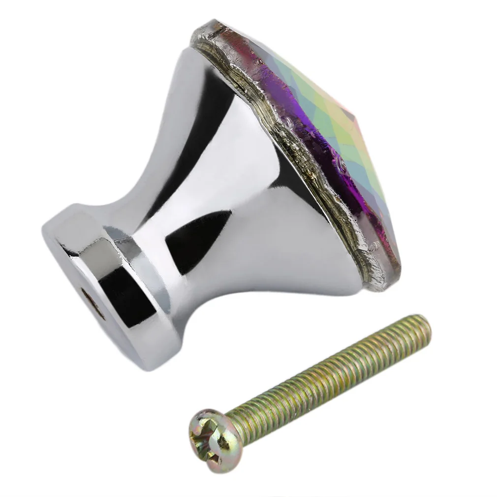 30 мм Позолоченные алмазные Хрустальные Ручки с одним отверстием ручки дверные