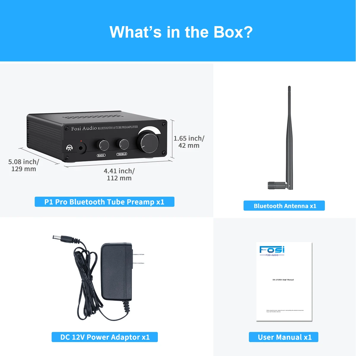 

Fosi Audio P1 Pro Bluetooth 5.0 Tube Amplifier Mini HiFi Stereo Buffer Preamplifier 6J5 Vacuum Tube Preamp with Treble Bass