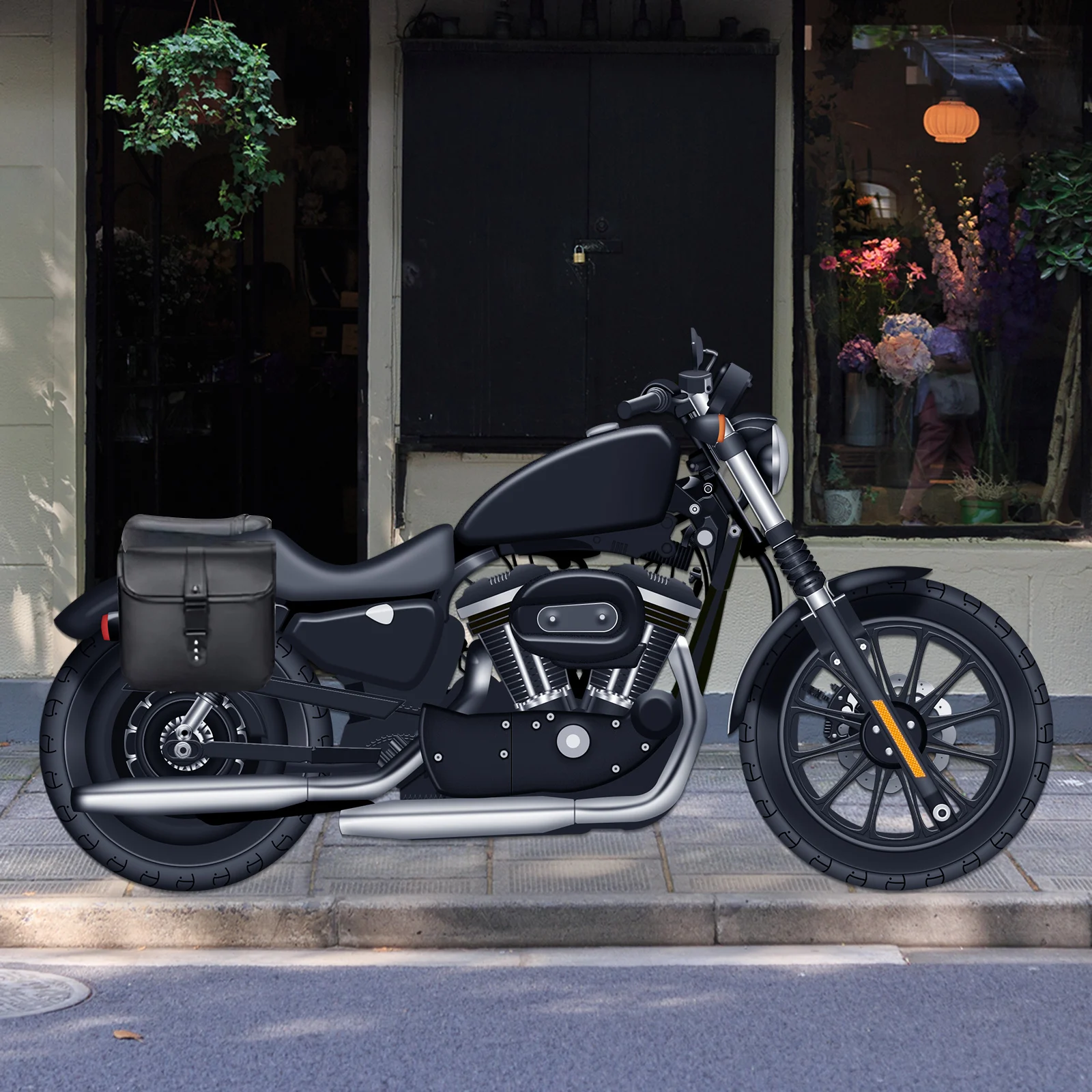 

1Pair Motorcycle Storage Bag Motorcycle Side Bag Motorcycle Luggage Bag Leather Bag PU Leather Black Left And Right for Outdoor