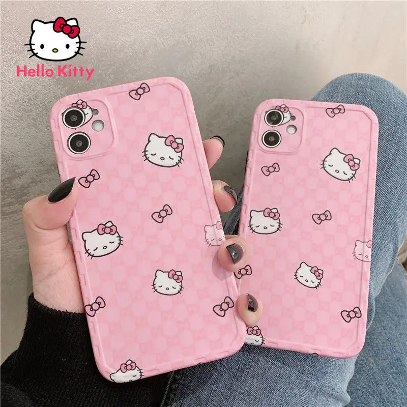 

Hello Kitty Cartoon Cute Pink Phone Case for iPhone12 12Pro 12Promax 11 11Pro 11Promax X XS MAX XR 7 8 Plus Cover