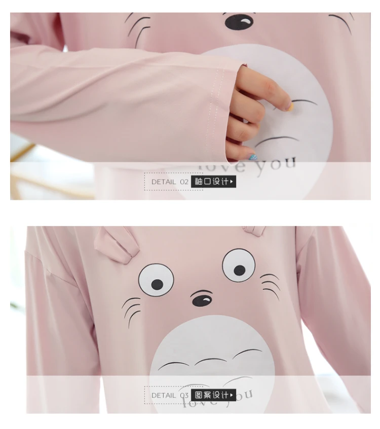 Весенне-осенний женский пижамный комплект для девочек с милым мультяшным принтом, пижамы для женщин, домашняя одежда с длинными рукавами, пижама