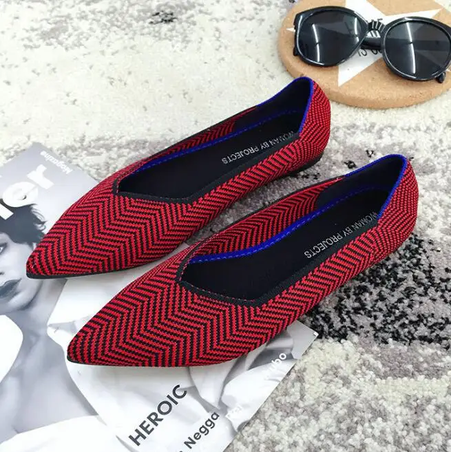 5008-10 red black Женские балетки на плоской подошве; женская повседневная обувь без застежки с острым носком; удобные мягкие Лоферы для беременных женщин - Цвет: 5008-10 red black