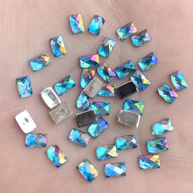 Прямоугольные Стразы с кристаллами 4*6 мм акриловые 100 шт. клеящиеся камни плоской