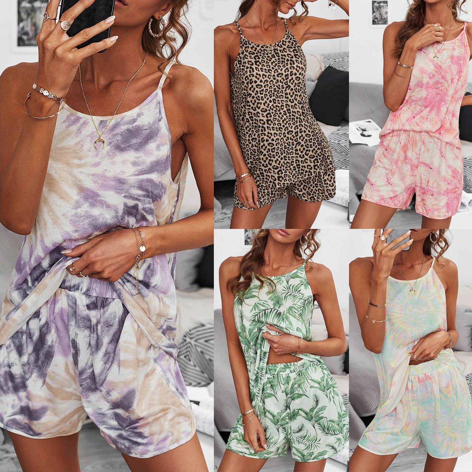 

Shorts Sets Sleeveless Shorts Suit Fashion Sleeveless Shorts Set Printed Household Suit