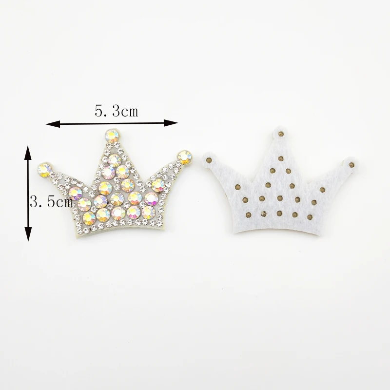 5.3*3,5 CM Fühlte Rückseite Diamant Perle Crown Patches Appliques Für Handwerk Kleidung Nähen Liefert DIY Haar Clip Zubehör – Detail 1