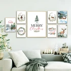 Праздничный декор, Рождественская тема, настенная Картина на холсте в скандинавском стиле, картины, домашний декор, рождественские подарки