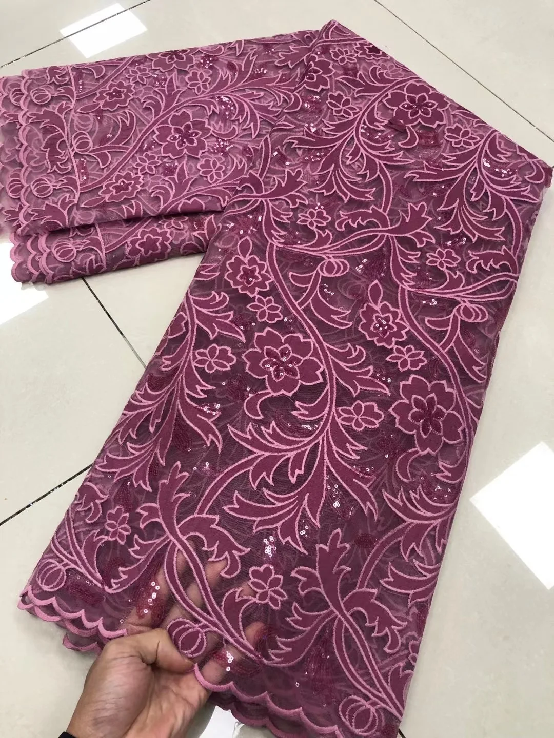 

2022 Swiss Luxury Textured Embroidery Lace Lace High Quality Africa French Tulle Sequins Lace Fabric For Woman Party Dress