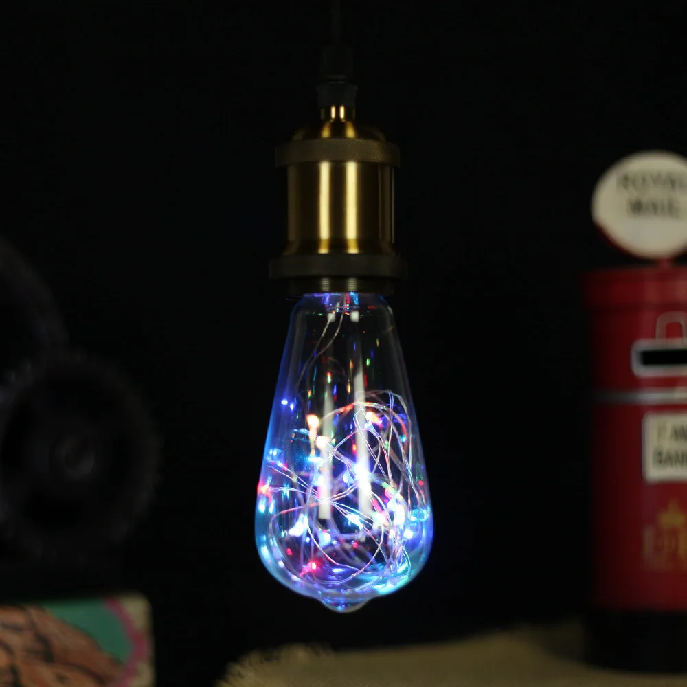 E27 Звездный Сказочный струнный красочный светильник лампа AC 220V для рождества