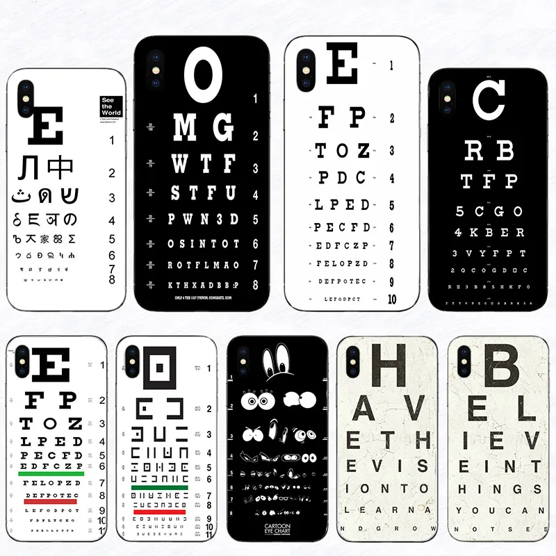 

Eye chart Funny Unique Phone Case For Iphone 11 Pro Max 12 Mini XS XR X Mobile Shell SE 2020 8 7 6 6S Plus 5 10 Coque Hard Cover
