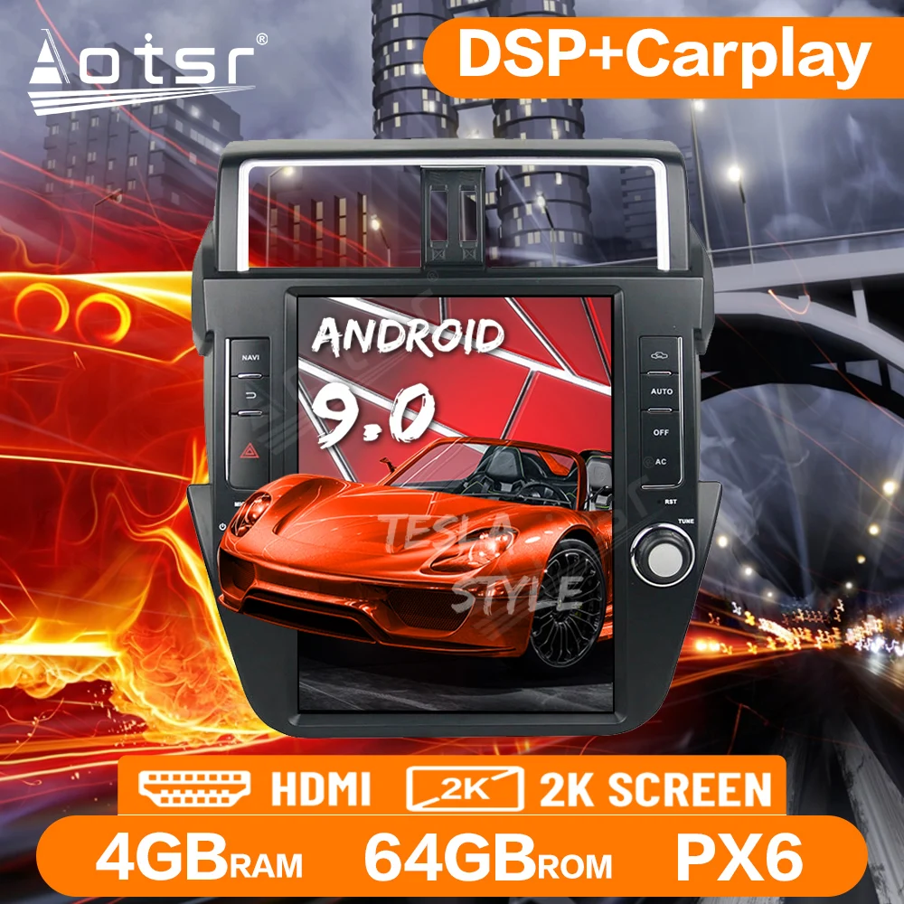 Для Toyota Land Cruier Prado 150 2014 2017 экран Тесла Android Радио мультимедийный автомобильный GPS