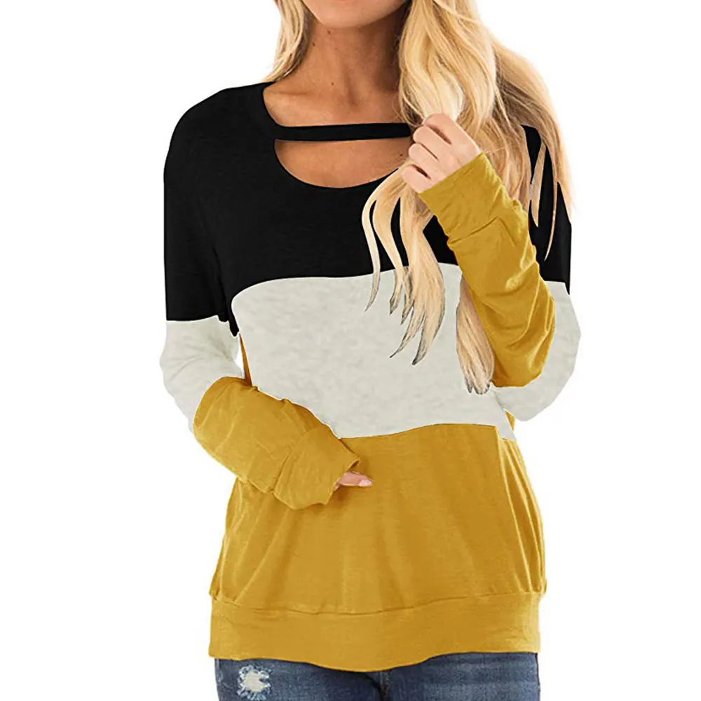 Женская футболка с длинным рукавом цветные топы свободная женская повседневные