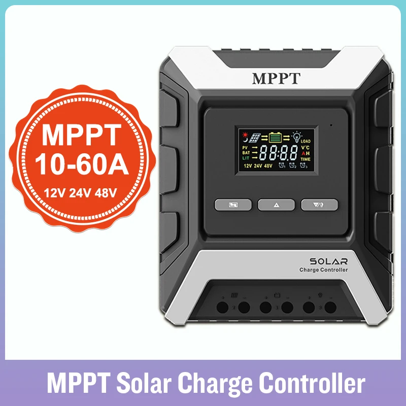 

Solar Controller 10A 20A 30A 40A 50A 60A MPPT Solar Charge 12V 24V 48V Battery Solar Regulator With Dual USB Of LCD Display