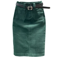 denim skirt women summer casual high waist pacakge hip split knee length ol jeans skirt