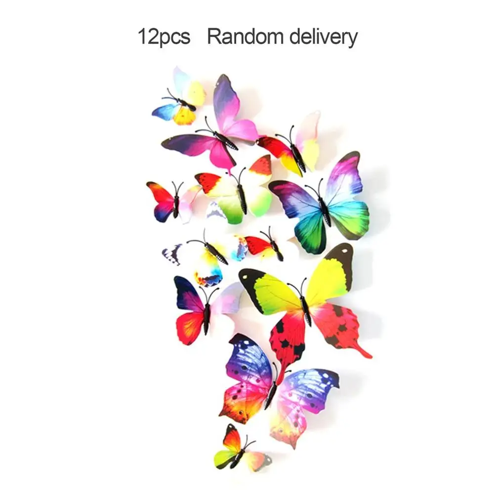 rainbow 12 шт./компл. 3D ПВХ бабочки-магниты DIY Настенная Наклейка на холодильник магниты съемные художественные наклейки для украшения дома - Цвет: rainbow