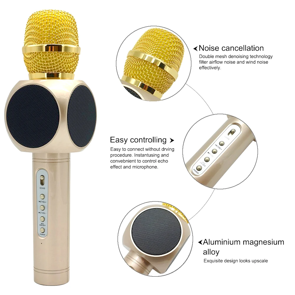 E103 караоке микрофон Bluetooth беспроводной микрофон KTV музыкальный плеер динамик портативный караоке машина Microfono для смартфона