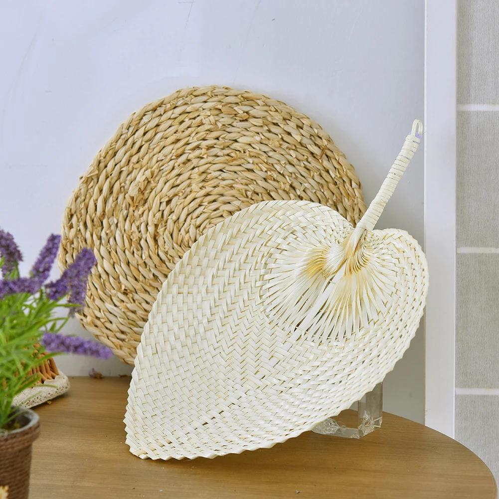 Pure Handmade DIY Heart Shaped Bamboo Woven Summer Cooling Artistic And Cool Leaf Fan Exquisite Workmanship | Дом и сад