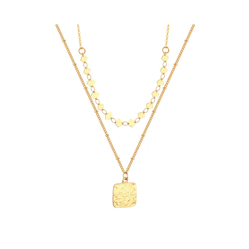 

Minimalist Gold Color Coin Chokers Necklaces for Women Mujer Double Layers Beaded Sequins Pendant Necklace Accessories