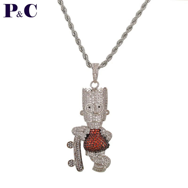 Кулон в стиле хип-хоп Симпсоны со стандартным мультяшным куклой мужские