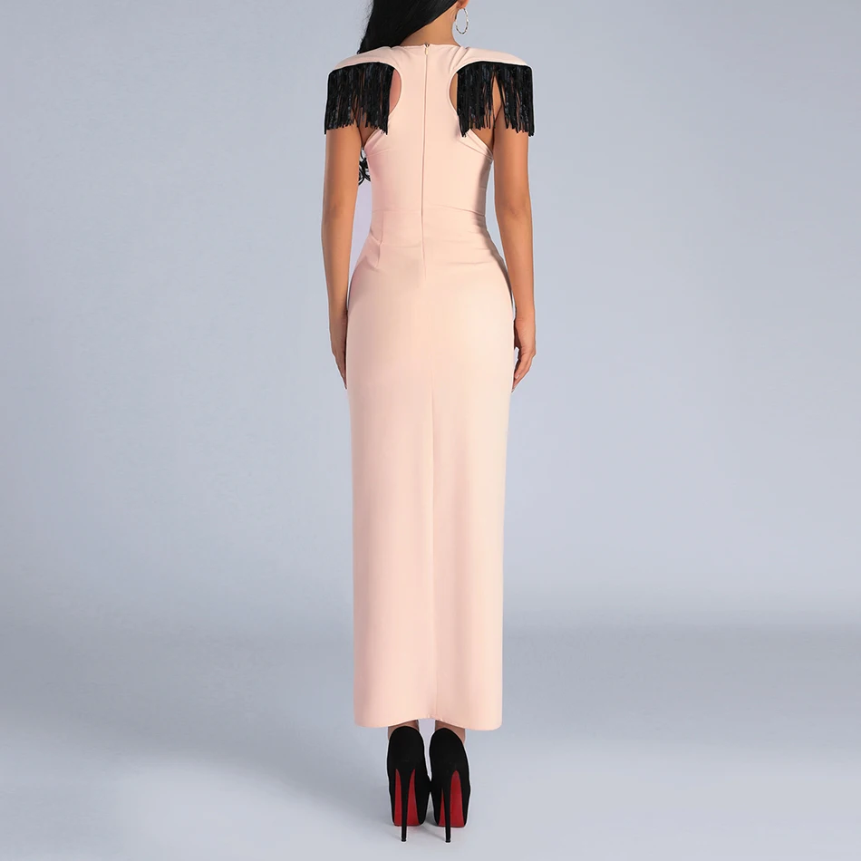 

2019 New Vestidos Ladies Chic Sexy O-Neck Tassel Short-Sleeved Bodycon Dress Dress Party Club Dress Wholesale