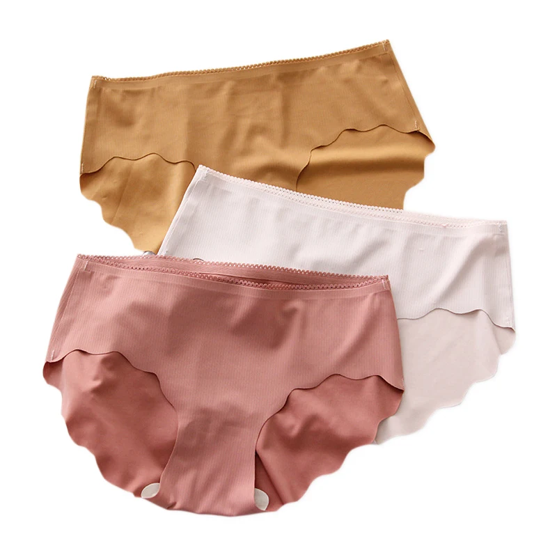 Simple ice silk traceless Panties women summer thin Seamless briefs sexy fashion mid-rise N551E | Женская одежда