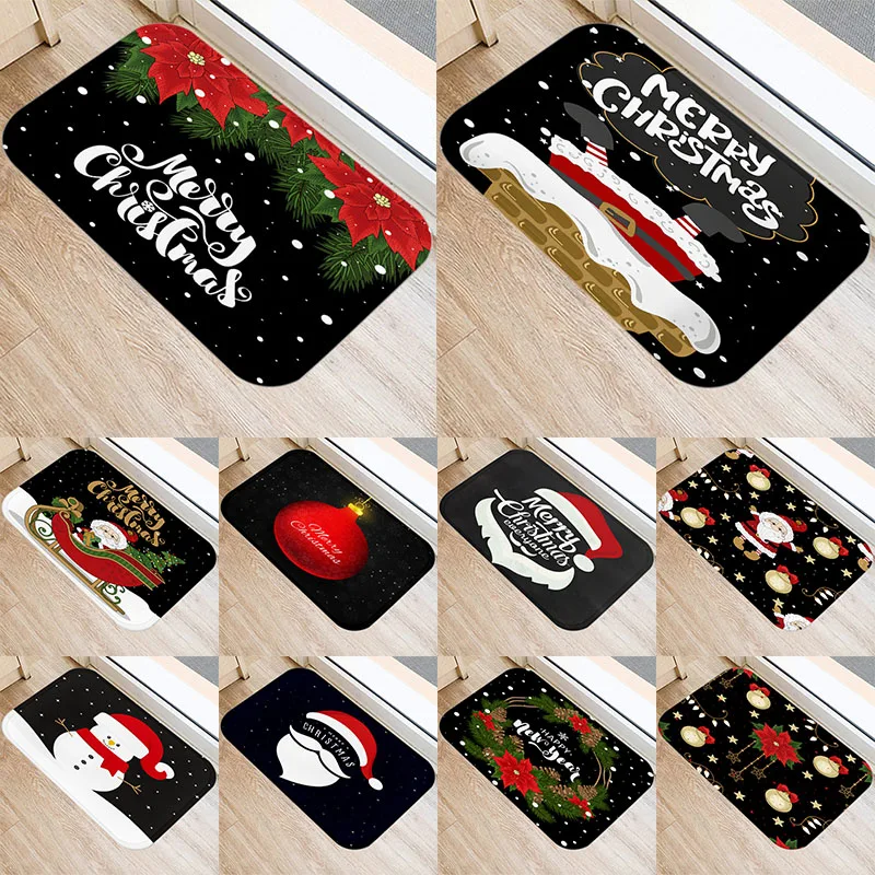 

Мультяшный Санта-Клаус Снежинка декоративные кухонные дверные коврики 40x60 см Бархатный ковер Придверный коврик комнатный пол ванная комна...