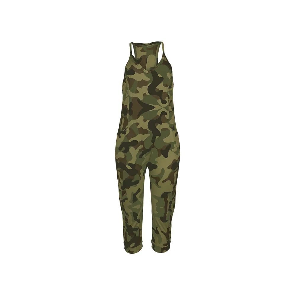 

Women Camouflage Jumpsuits 2020 Summer Girls New Spaghetti Strap V-Neck Sleeveless Pockets Sling Rompers Casual Romper Jumpsuit