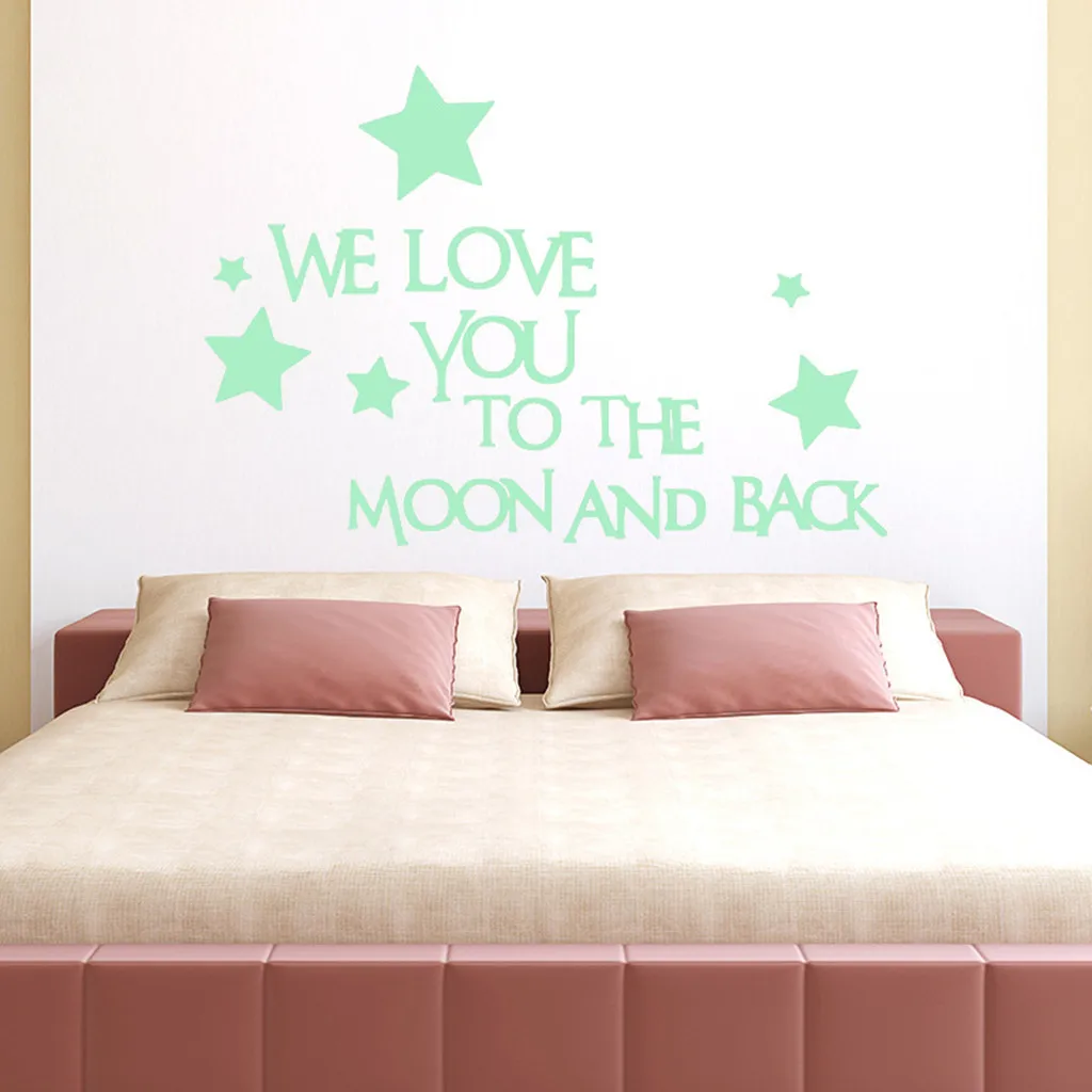 Наклейки на стену световой мы Love You To The Moon And Back (мама я тебя 3D звезда светится в