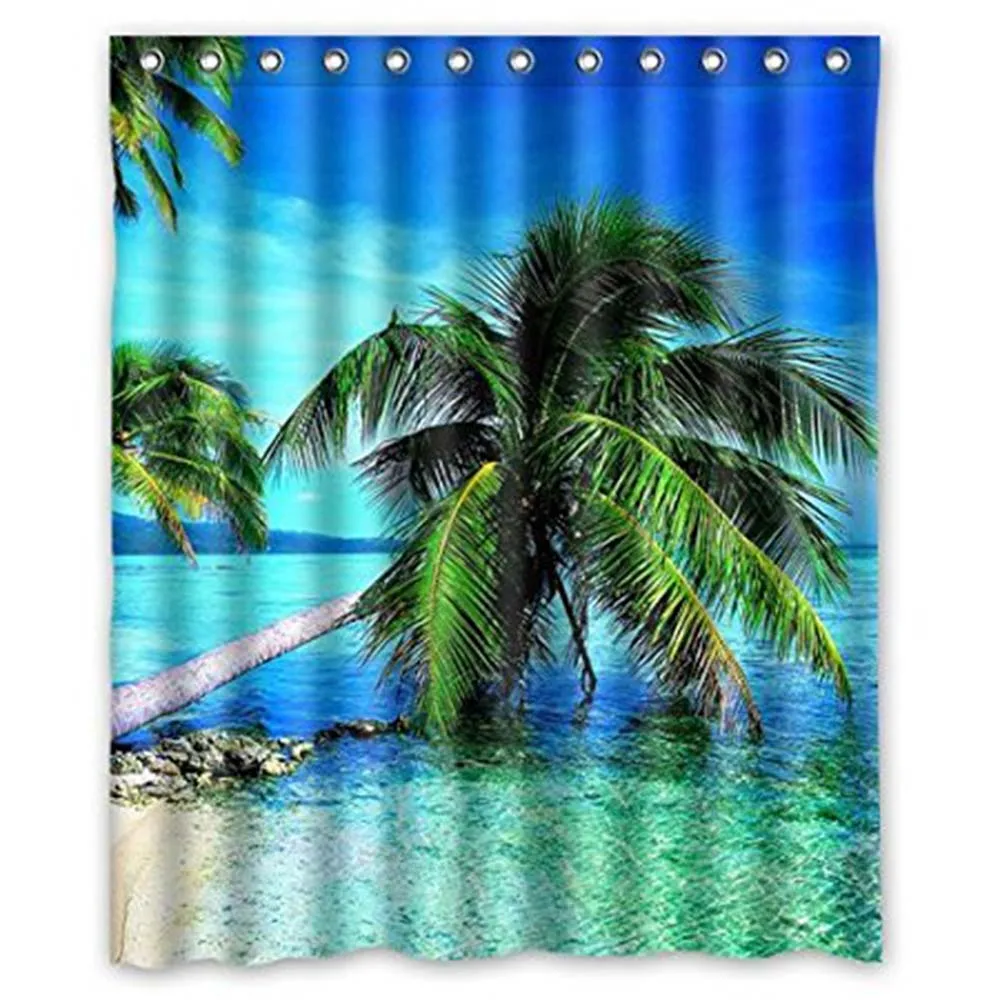 Beautiful Island Cool Tropical Beach waterproof shower curtains bathroom products polyester bathroom shower curtain - Цвет: 1
