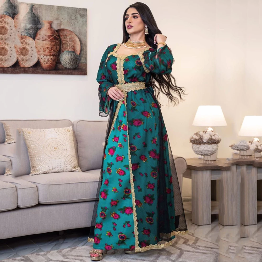 Мусульманское модное платье вечерние платья золотая вышивка абайя женские