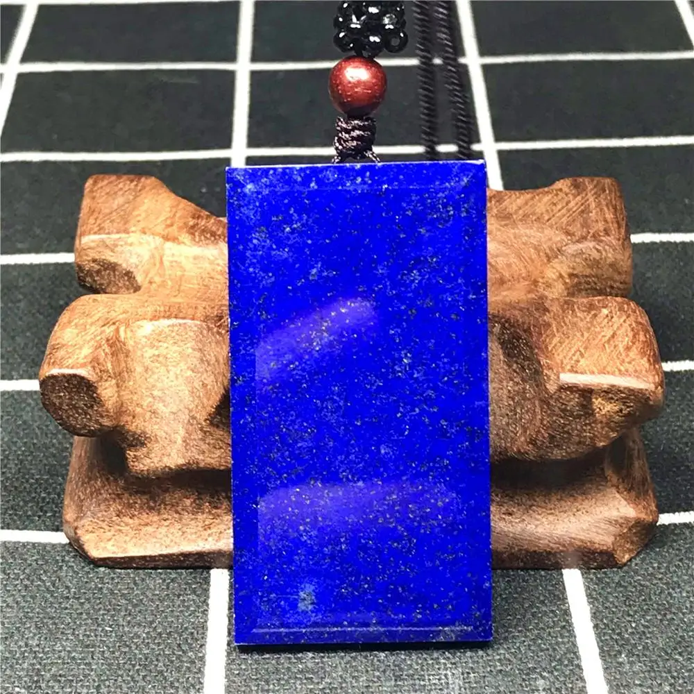

Натуральный голубой ляпис лазурный кристалл ожерелье кулон ювелирные изделия для женщин мужчин прямоугольник 52x28x5 мм бусины камень, реики ...