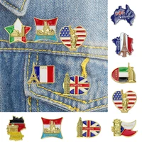 1pcs american italia lapel pin national map flag clothing collar needle iron paint badge brooch hat bag