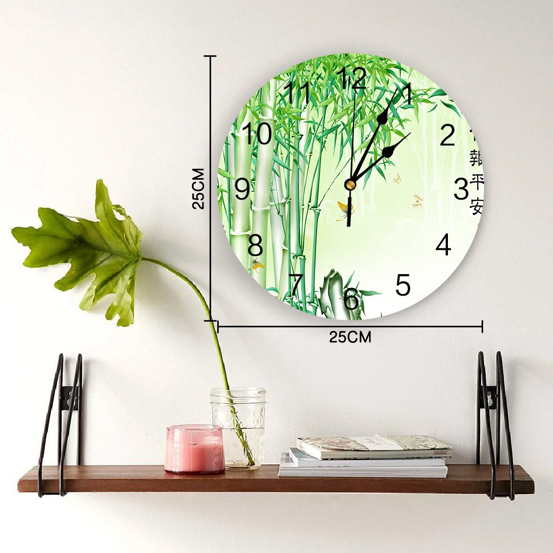 Настенные круглые часы из ПВХ с зеленым бамбуковым лесом | Дом и сад