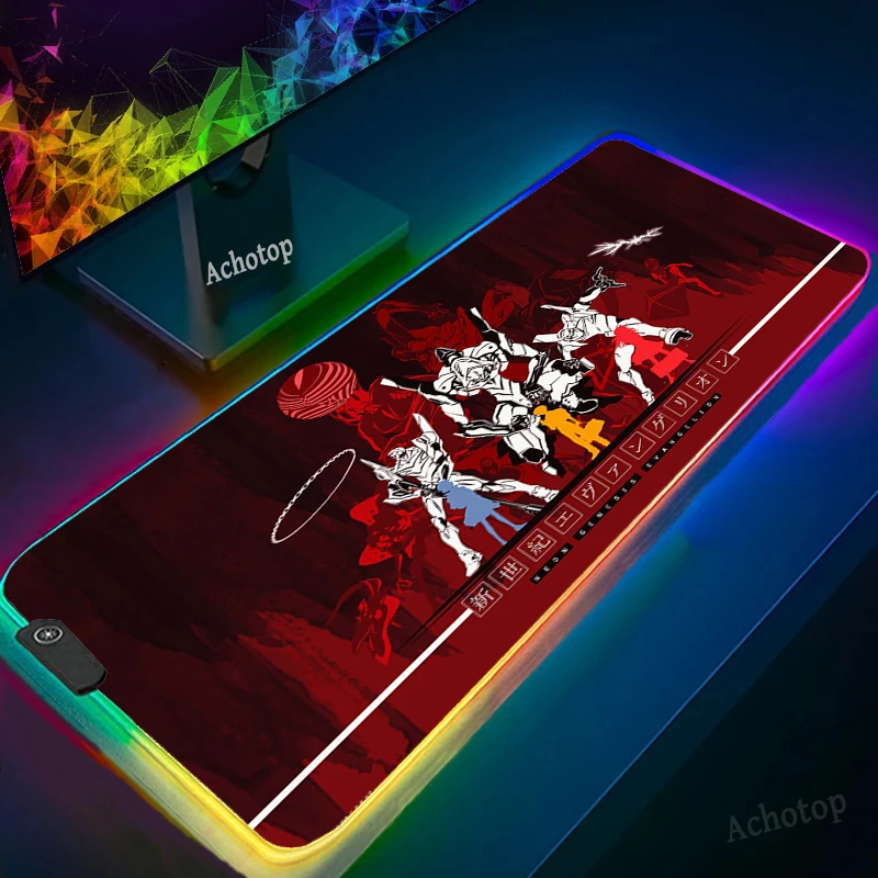 

Большой RGB коврик для мыши Eva, игровой коврик для мыши с аниме девушкой, игровой компьютерный коврик для мыши, коврик для мыши со светодиодной...
