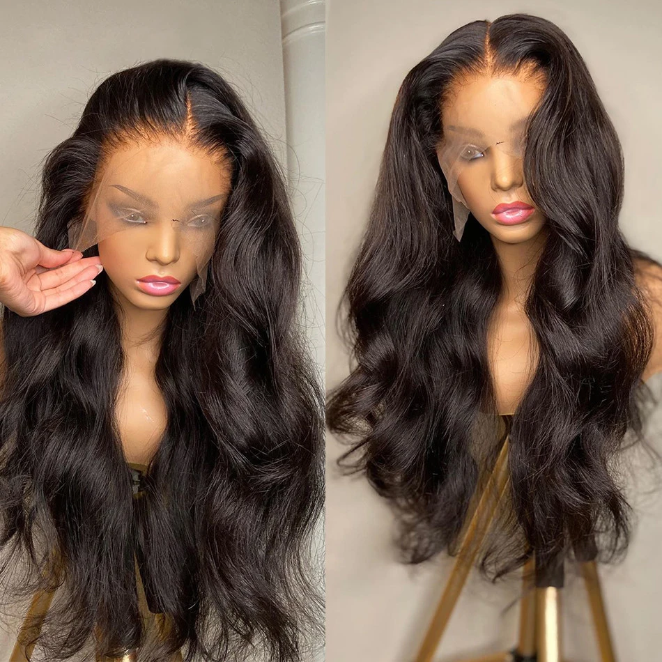 

26 Inch Long Body Wave Synthetic Lace Front Wigs For Black Women With BabyHair Glueless Heat Resistant Fiber Hair 180% Density