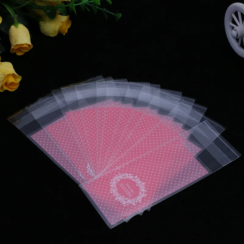 

100Pcs/lot Mini 5x10cm cupcake wrapper bags opp self adhesive bags Cookie packaging gift bag candy bag