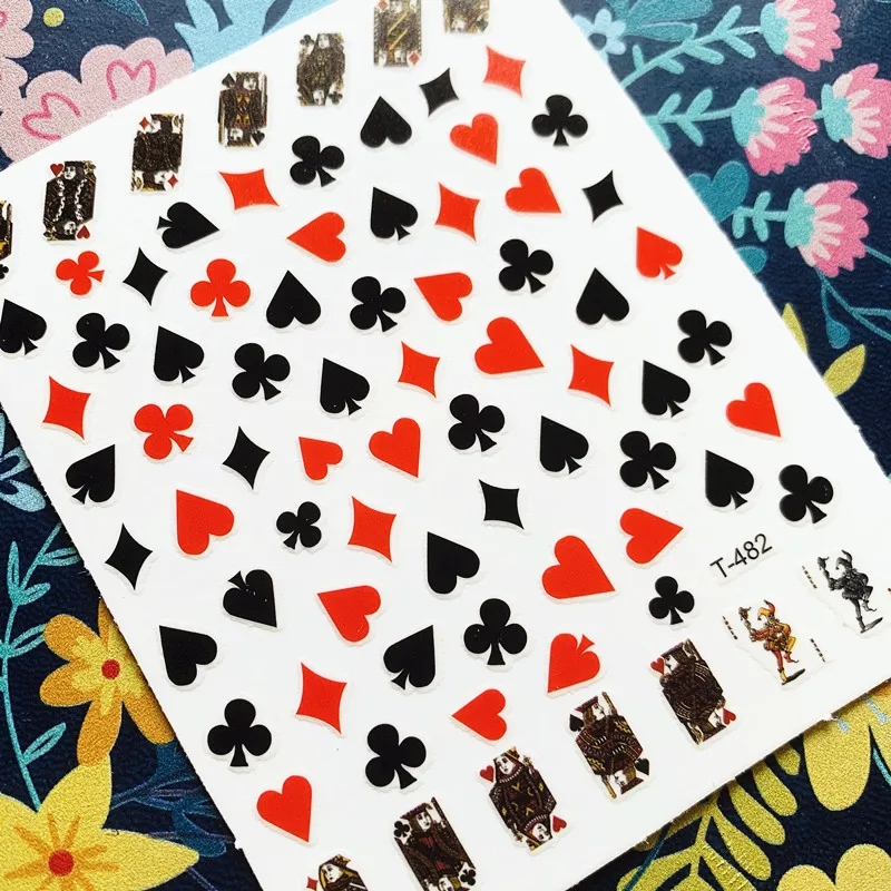 

Newest T-282-290 Poker playing cards 3d nail art sticker nail decal stamping export japan designs rhinestones