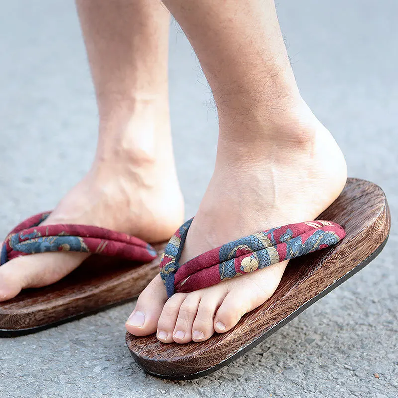 

Geta Men Asian Retro Flip Flop Flat Shoes Japanese Traditional Kimono Men Warrior Wooden Slippers Streetwear Clog Size37-47