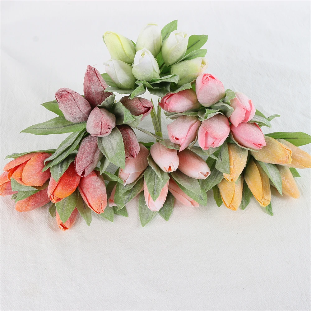 

6PCS Tulips Artificial Flowers Home Garden Decoration Real Touch Flower Bouquet Birthday Party Wedding Decoration Fake Flower