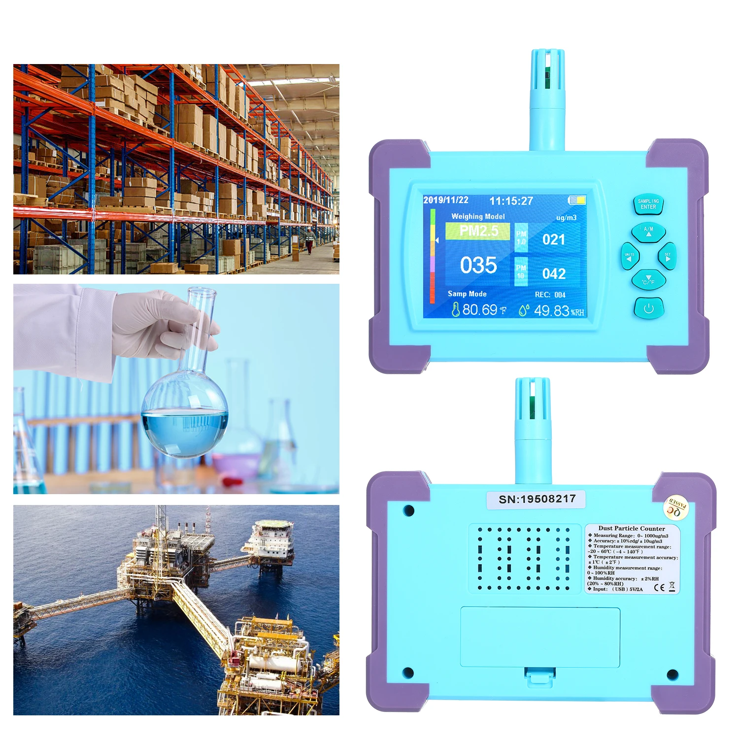 PM1.0/PM2.5/PM10 Home Air Quality Monitor Digital Gas Analyzer Rechargeable Battery Portable High-precision Sensor Detector | Инструменты